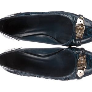 Gucci horsebit round toe flats with bag 6.5 Blue-green